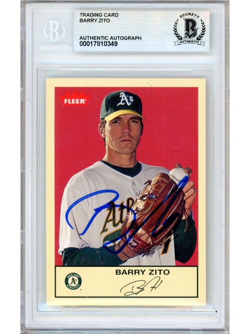 Barry Zito Signed 2005 Fleer Tradition #153 Card Oakland A's Beckett BAS Slabbed